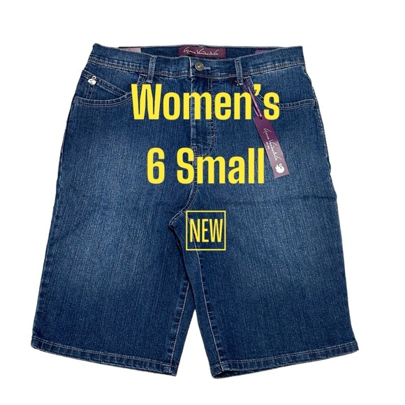 Women's Gloria Vanderbilt 6 Small Shorts Bermuda Jeans Navy Blue Spandex NWT - Picture 2 of 9
